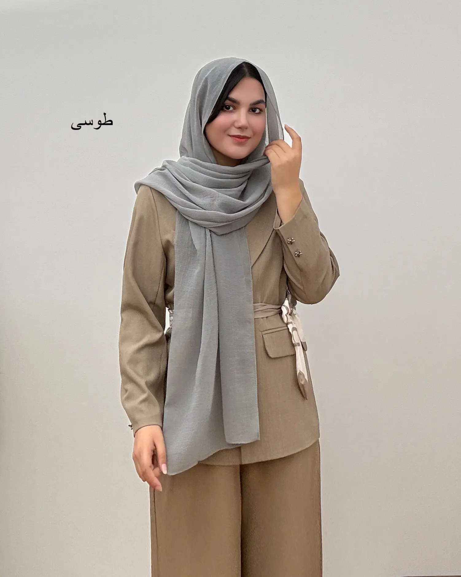 شال حریر شیشه ای طرح پفکی